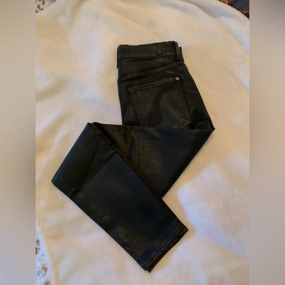 NWOT 7 FOR ALL MANKIND B(AIR) High Waisted Ankle Skinny Jean in Coated Black 27 - Picture 5 of 16